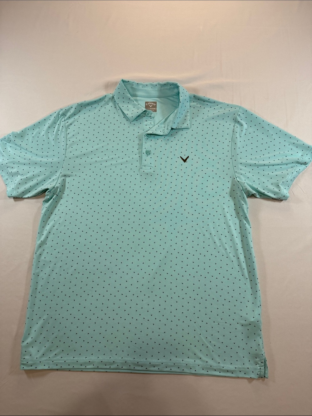Callaway Men's Aqua Polo with Micro Dot Pattern Size L